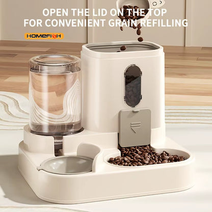 2-in-1 Automatic Cat Food and Water Dispenser with Integrated Design
