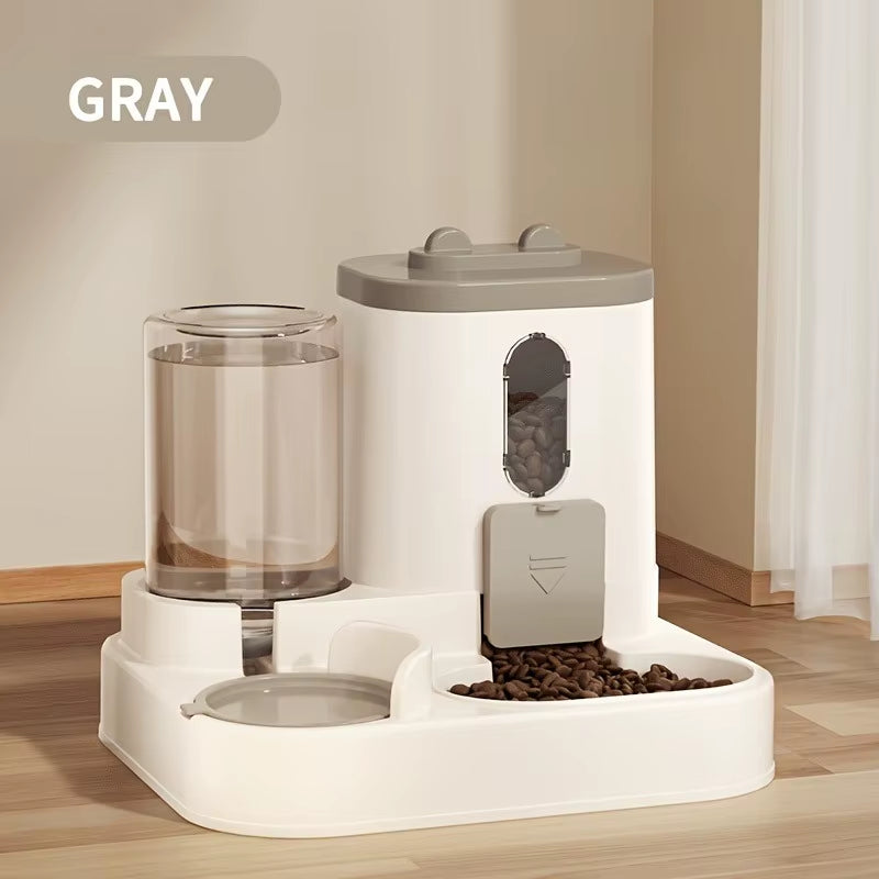 2-in-1 Automatic Cat Food and Water Dispenser with Integrated Design