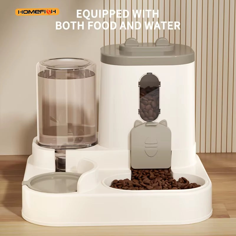 2-in-1 Automatic Cat Food and Water Dispenser with Integrated Design
