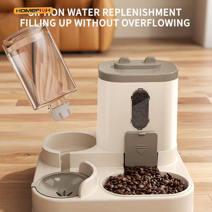 2-in-1 Automatic Cat Food and Water Dispenser with Integrated Design