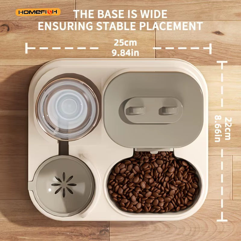 2-in-1 Automatic Cat Food and Water Dispenser with Integrated Design