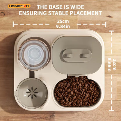 2-in-1 Automatic Cat Food and Water Dispenser with Integrated Design