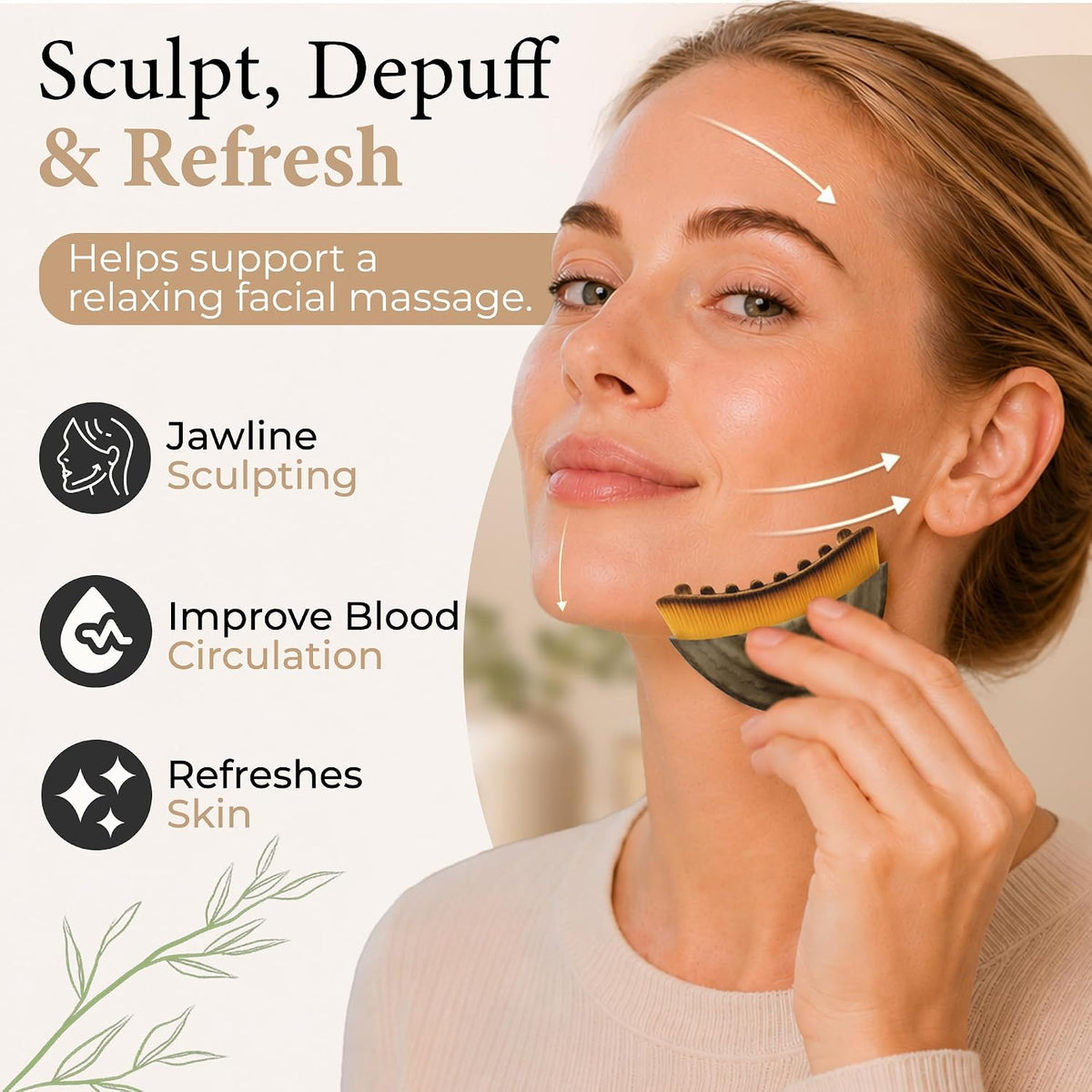 Lymphatic Contour Face Brush, Cura Nia Facial Tool to Improve Skin Glow