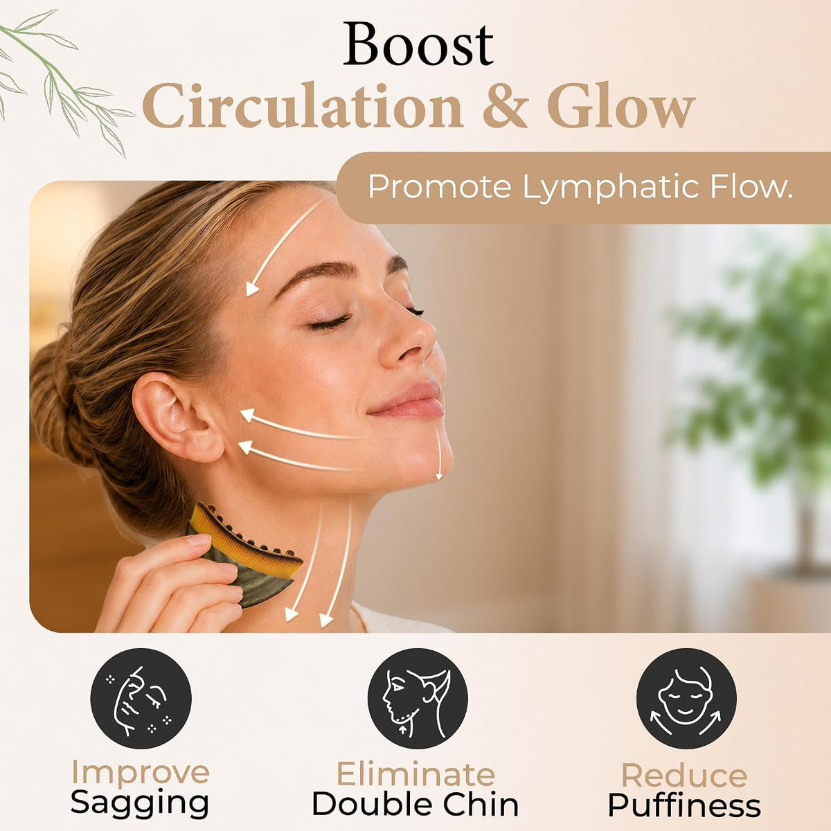 Lymphatic Contour Face Brush, Cura Nia Facial Tool to Improve Skin Glow