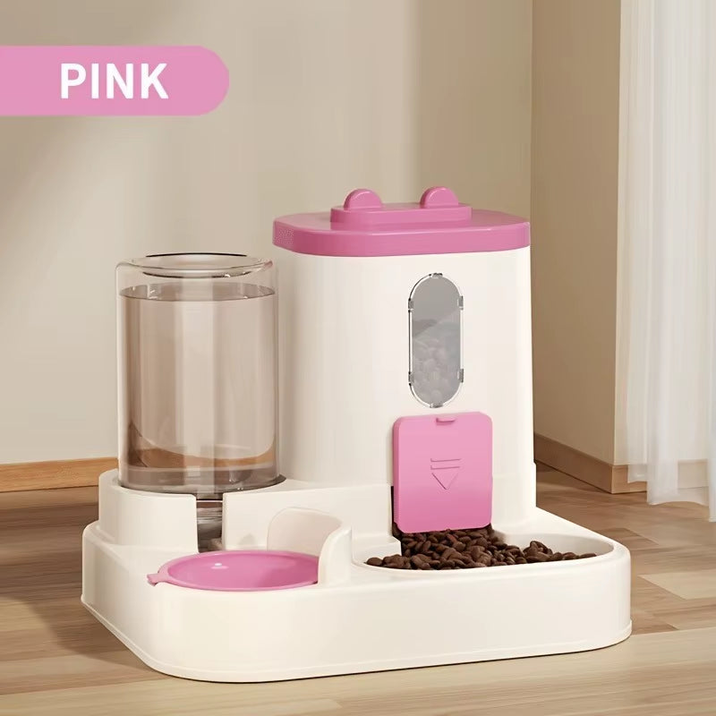 2-in-1 Automatic Cat Food and Water Dispenser with Integrated Design