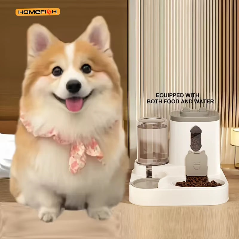 2-in-1 Automatic Cat Food and Water Dispenser with Integrated Design